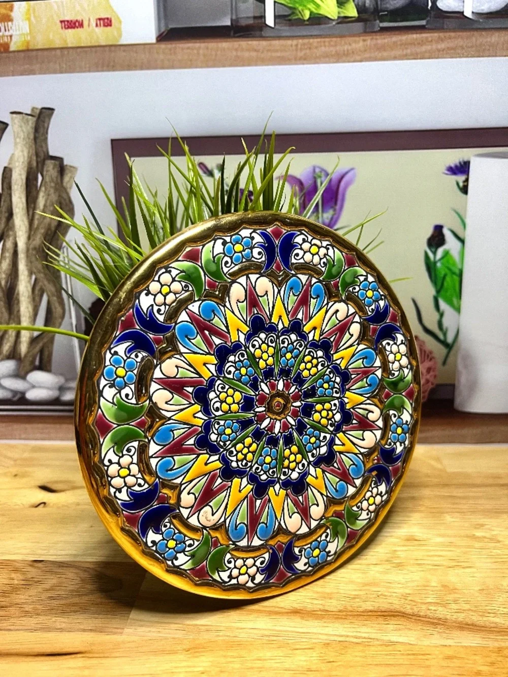 Cercolon Pintado a Mano España Decorative Wall Plate 24K Gold Rim Hand Painted - Picture 2 of 12